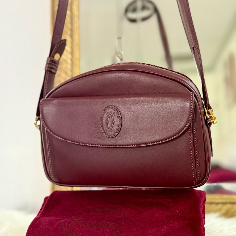 Cartier Burgundy Leather Shoulder Bag